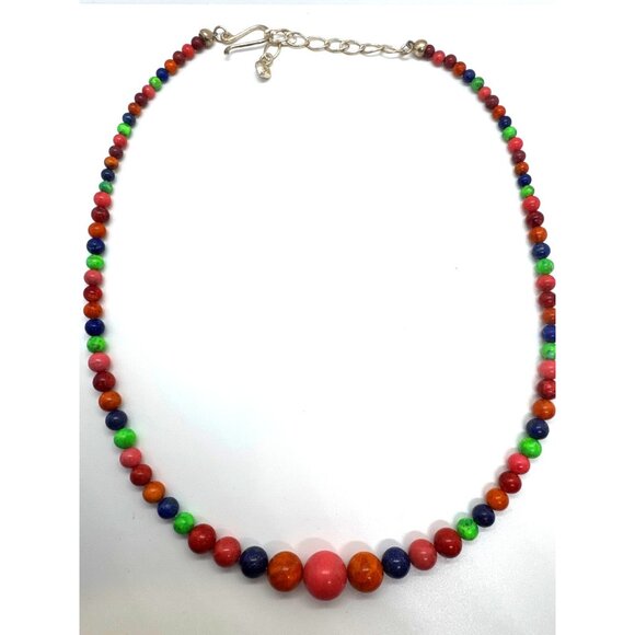 Jay King DTR 925 Multicolor Gemstone Bead Necklace Sterling Silver Hook Clasp - Picture 5 of 9